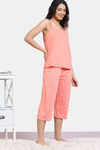 Zivame Scribbled Meadows Knit Cotton Capri Set - Desert Flower — thumbnail 3